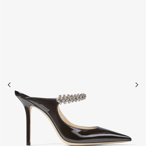 Jimmy Choo Black Patent 100 mm Bing Heels with crystal strap - Picture 10 of 10
